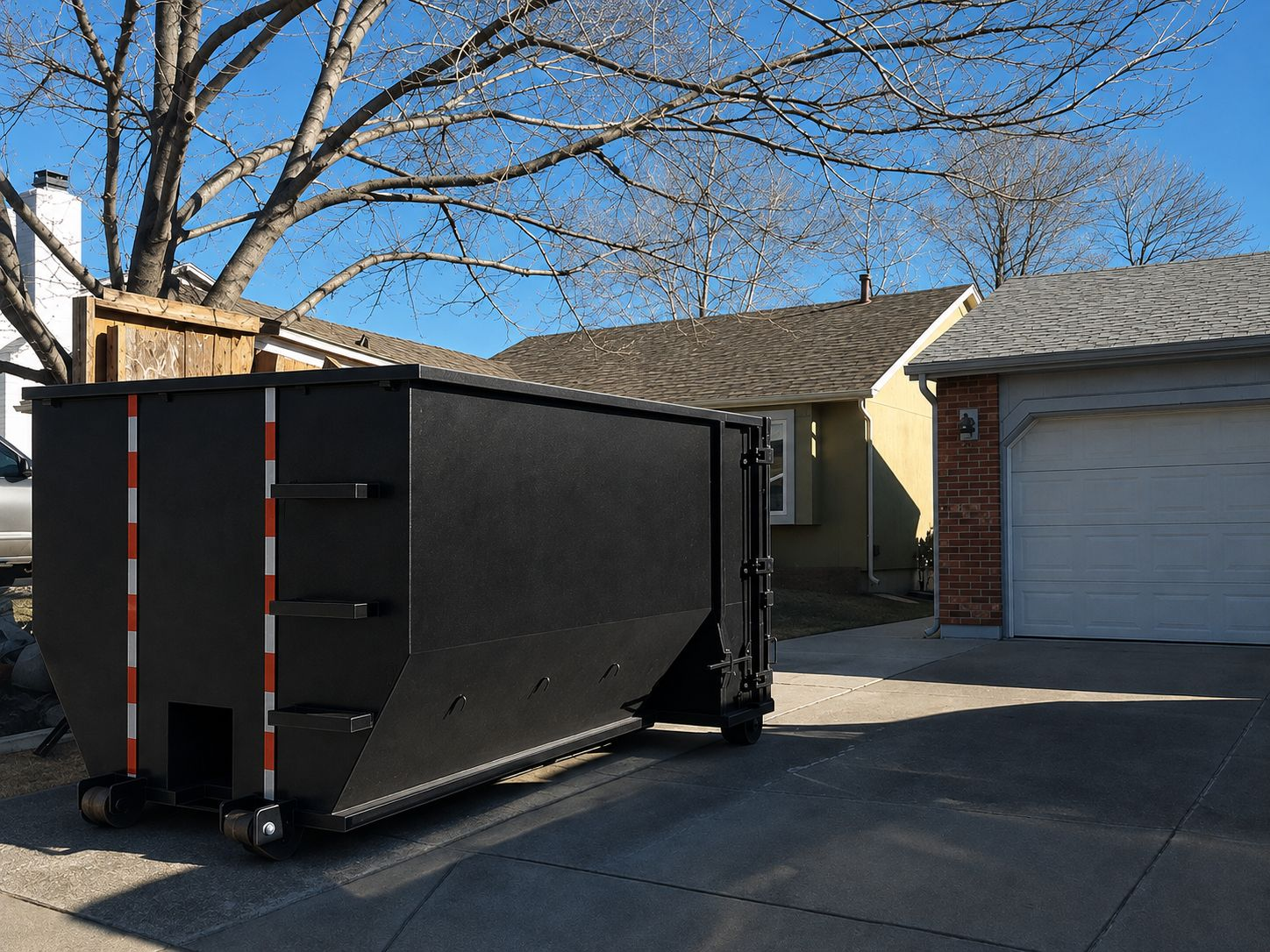 Roll-off dumpster at a Riverview home project
